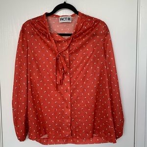 Vintage Floral Button-Up Blouse